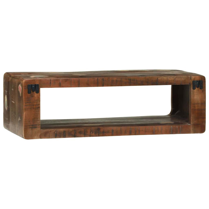 TV Cabinet With Shelf With Storage Solid Mango Wood, Multicolour, 25cm H x 80cm L x 32cm W