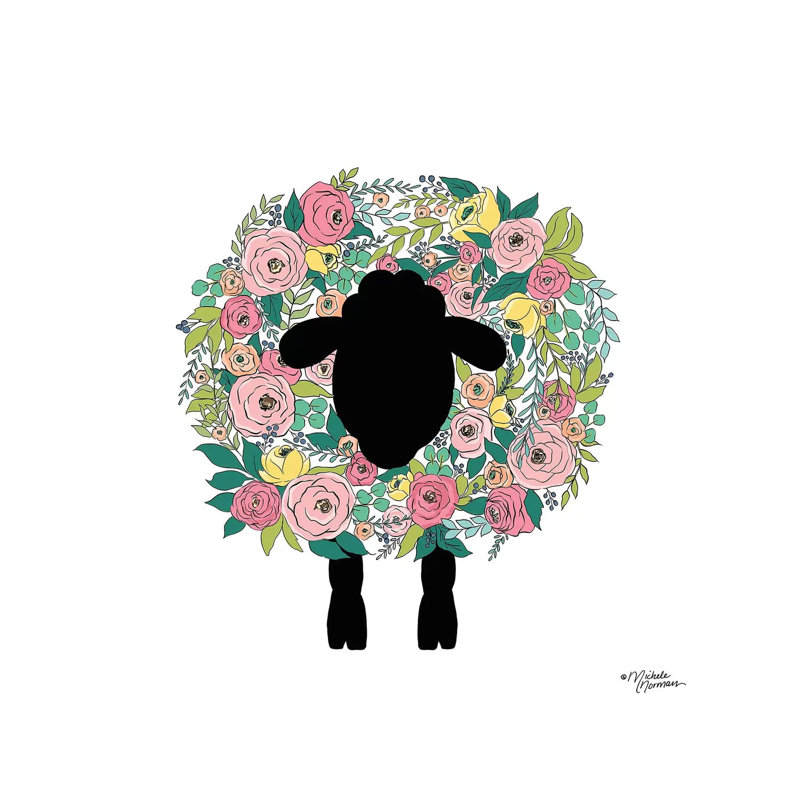 Floral Sheep by Michele Norman - Wrapped Canvas Gallery-Wrapped Canvas Giclée, 66.04 cm H x 66.04 cm W x 3.175 cm D