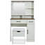 Meuble-lavabo de style campagnard chic avec ampoules Hollywood réglables et beaucoup de rangement, parfait pour un décor de chambre à coucher rustique