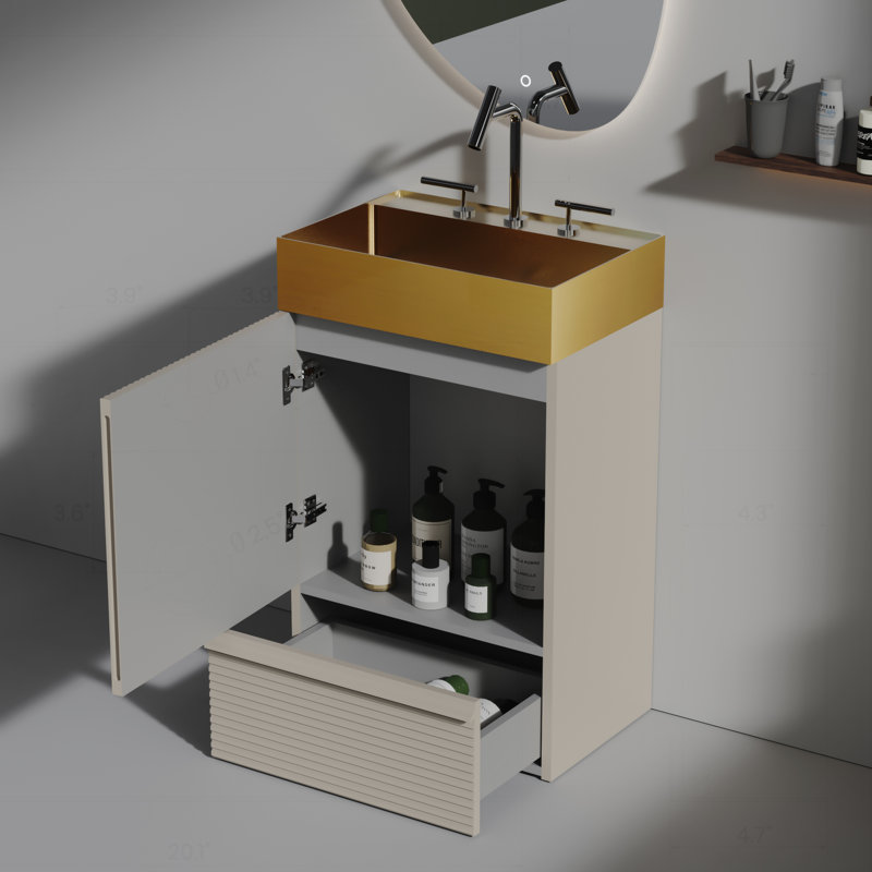 Meuble-lavabo moderne avec lavabo intégré et options de rangement pratiques, Gris
