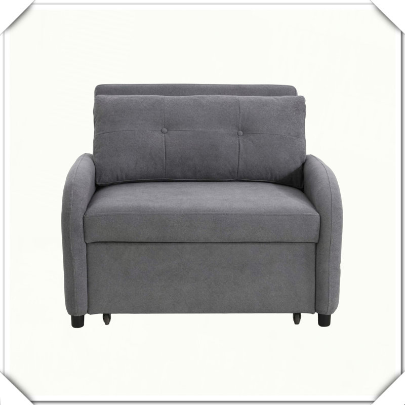 Canapé-lit convertible 3-en-1 avec coussin et poche, Gris