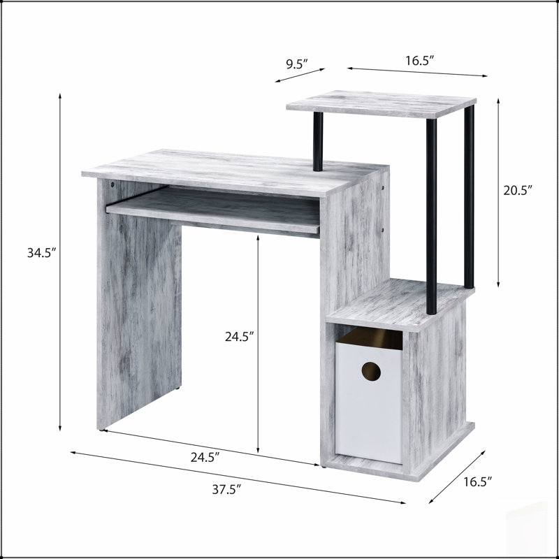 Bureau d'ordinateur ergonomique avec plateau à clavier et grand espace de rangement, parfait pour la maison et le bureau