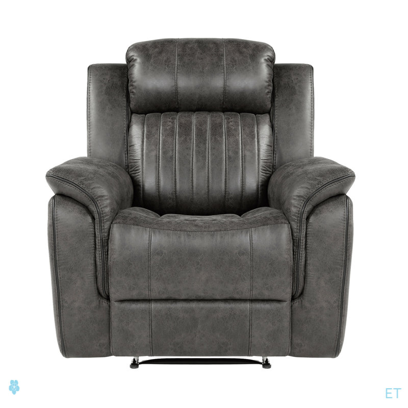 Classic 1Pc Reclining Chair Plush Comfort Pillow-Top Arms Vertical Tufting Solid Wood Transitional Living Room Furniture