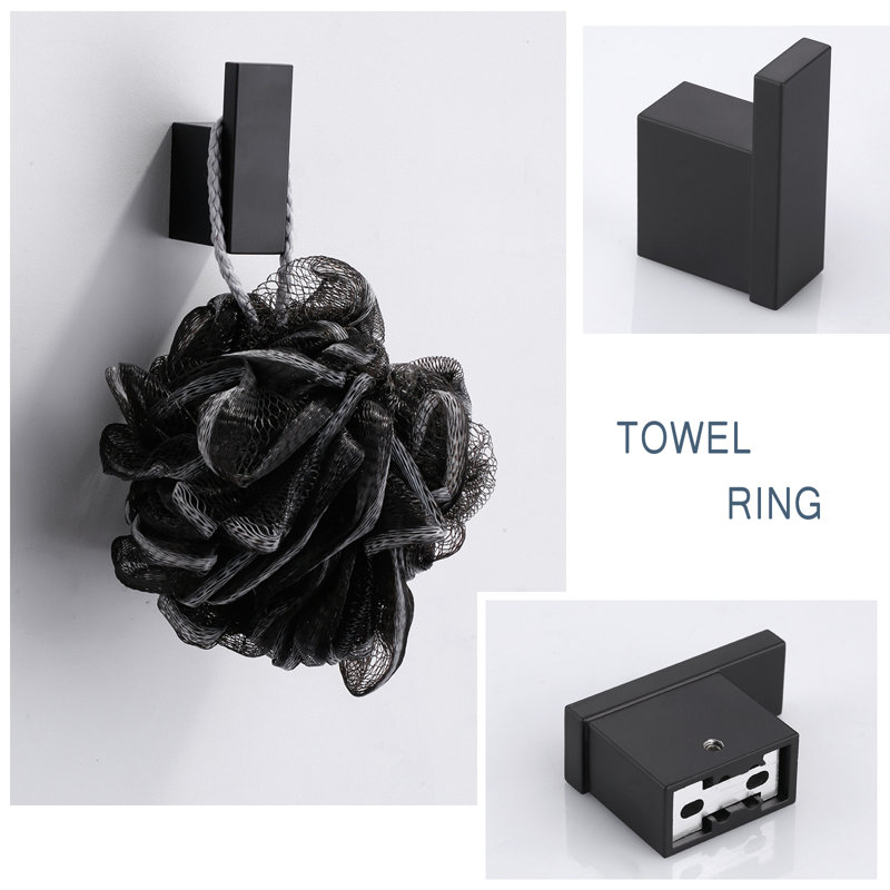 5-Piece Black Decorative Bathroom Hardware Set With Towel Bar,Toilet Paper Holder And Robe Hook