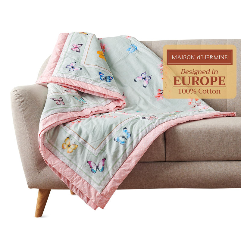 Plaid Maison d'Hermine Fleurs de Printemps 100 % coton - 127 cm x 152 cm, L 60 po x l 50 po
