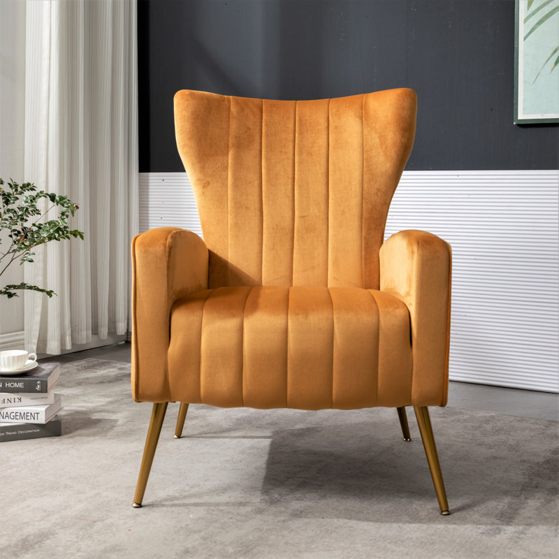 Velvet Armchair, Mustard Yellow Velvet