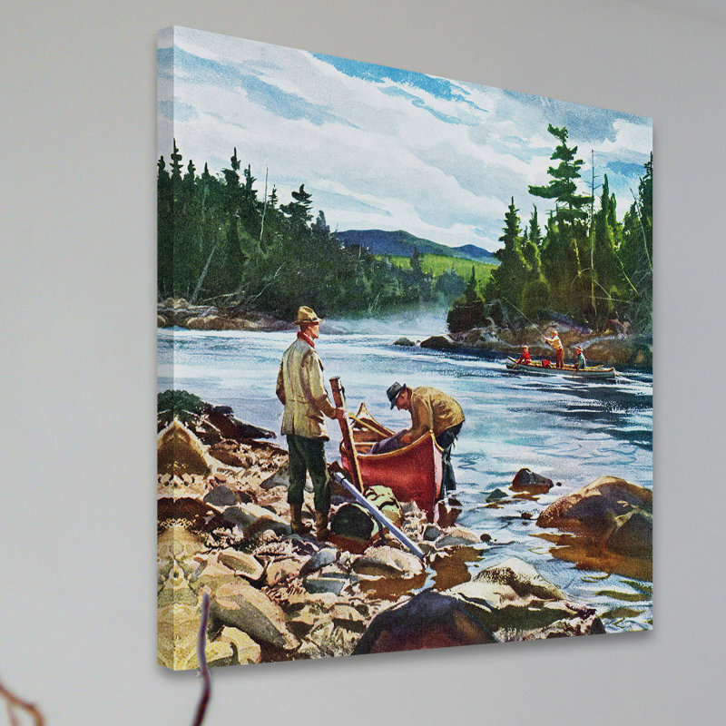 « pêche trou », reproduction d’art sur toile tendue, H 32 po x l 32 po x P 1,5 po
