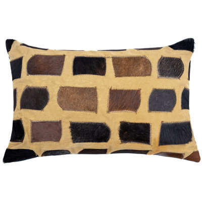 Canvello Genuine Cowhide Leather Decorative Throw Pillows - Handmade Patchwork Boho Accent Pillows For Sofa, Couch, Bed, Chair - Western Southwestern Farmhouse Pillow Covers With Feather Down Insert Included