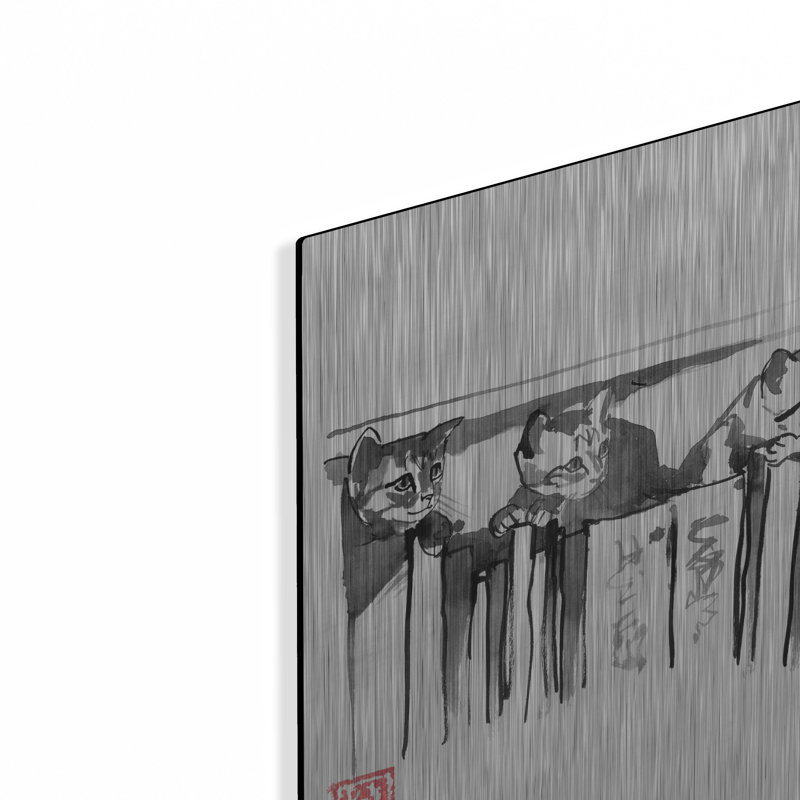 «Cats In Library» par Pechane, art mural en métal, H 16 po x l 12 po