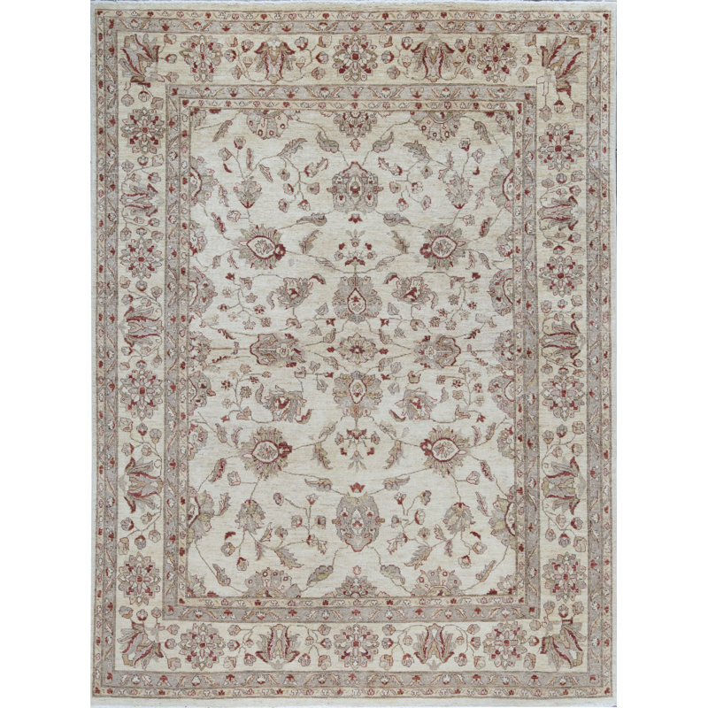 Tapis ivoire et beige noué à la main de haute qualité