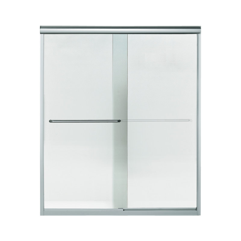 Finesse 59.625" x 70.063" Bypass Frameless Shower Door, Silver