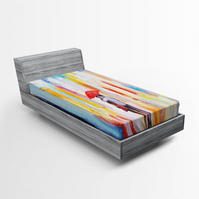 Microfiber Abstract Fitted Sheet, Twin Fitted Sheet