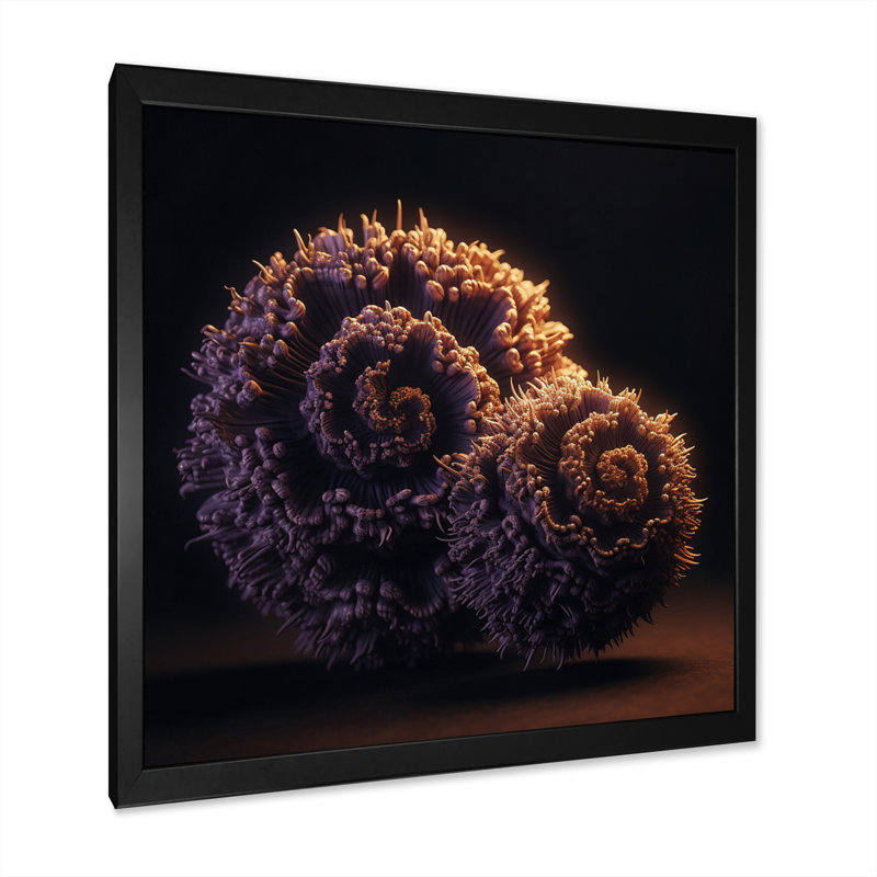 Abstrait faune mauve côtière mauve orange I, H 16 po x l 16 po x P 1 po, Cadre photo noir simple