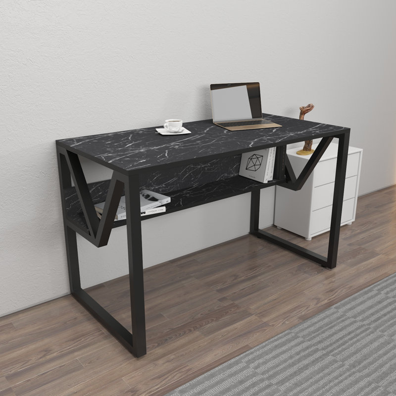 Kymiah 120Cm W Rectangular Computer Desk, Green, Black