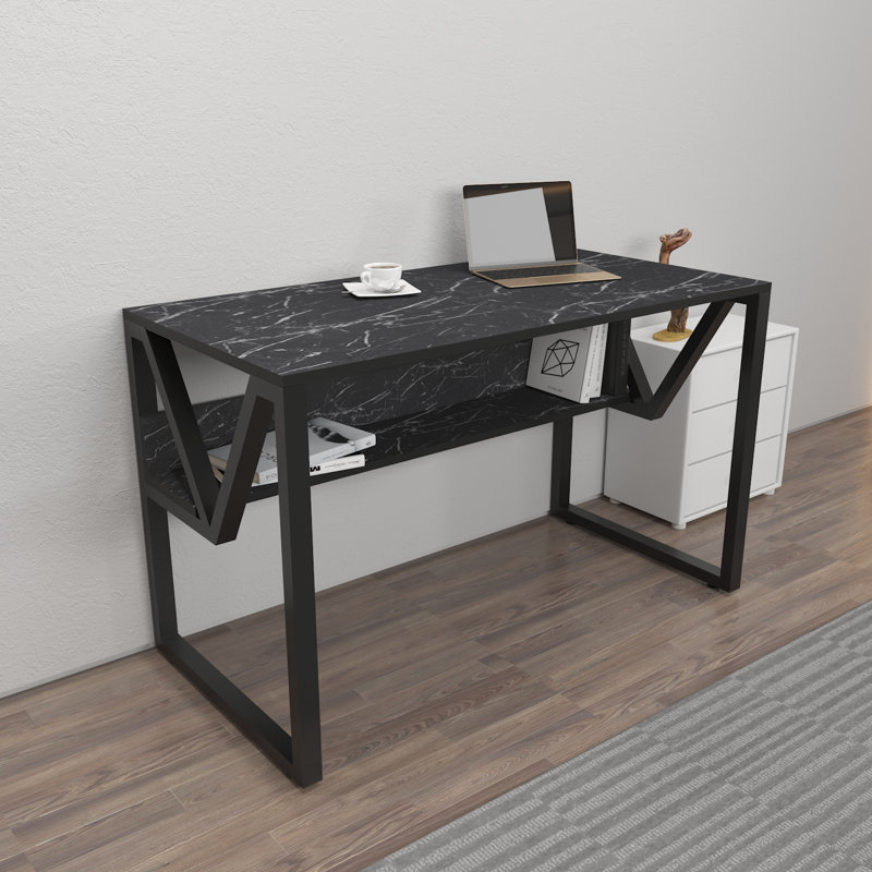 Lona 120Cm W Rectangular Computer Desk, Green, Black