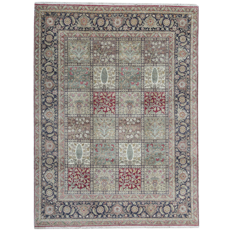 Tapis rouge et noir noué à la main de haute qualité