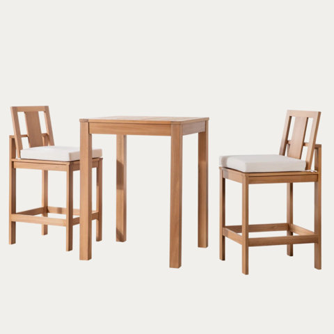 Square counter-height table with two chairs