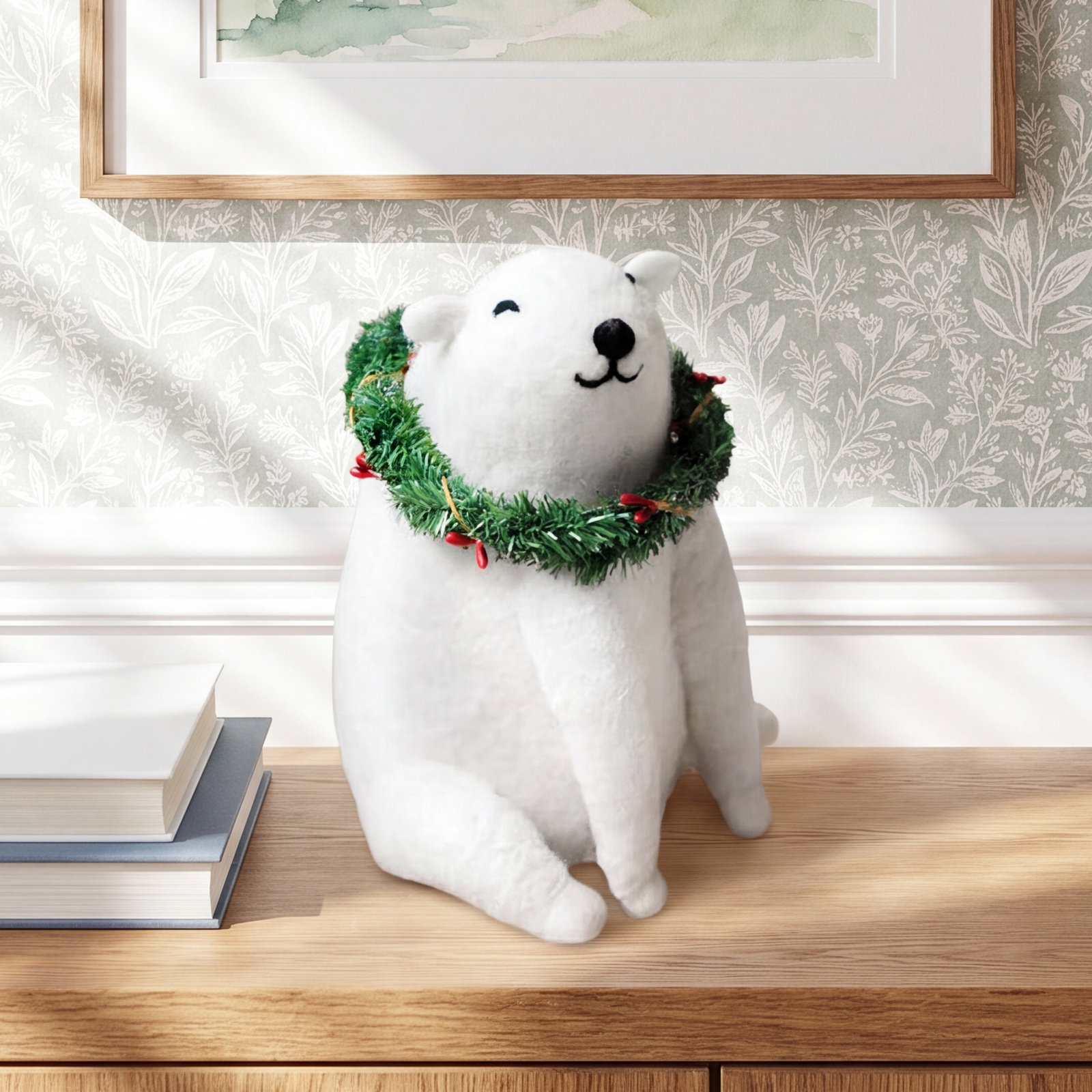 LIGHTED FELT CHRISTMAS POLAR BEAR