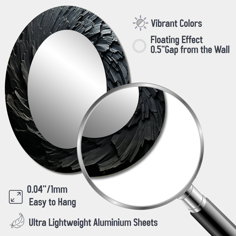 Miroir mural noir en spirale Fractal Sprial, 40 po x 30 po