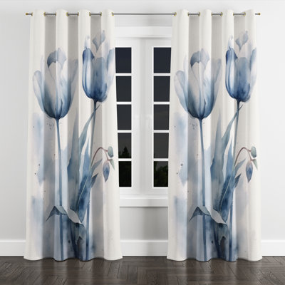 Akkaya Tulip Dreams III - Traditional Blackout Grommet Curtain - 1 panel