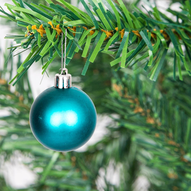 50mm 9 Pack Christmas Baubles, Shatterproof Tree Decorations, Teal