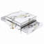 Table basse moderne carrée texturée en marbre avec 4 tiroirs et base suspendue, blanc, 43,3 po