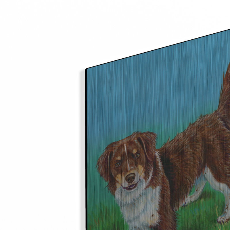 "Chien brun et blanc" par Rebecca Wang Art, H 24 po x l 16 po