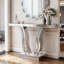 Console à miroir de 43 pouces, canapé d'entrée argent moderne avec pieds courbés incrustés de pierre, décoration glamour et polyvalente pour le salon et le couloir