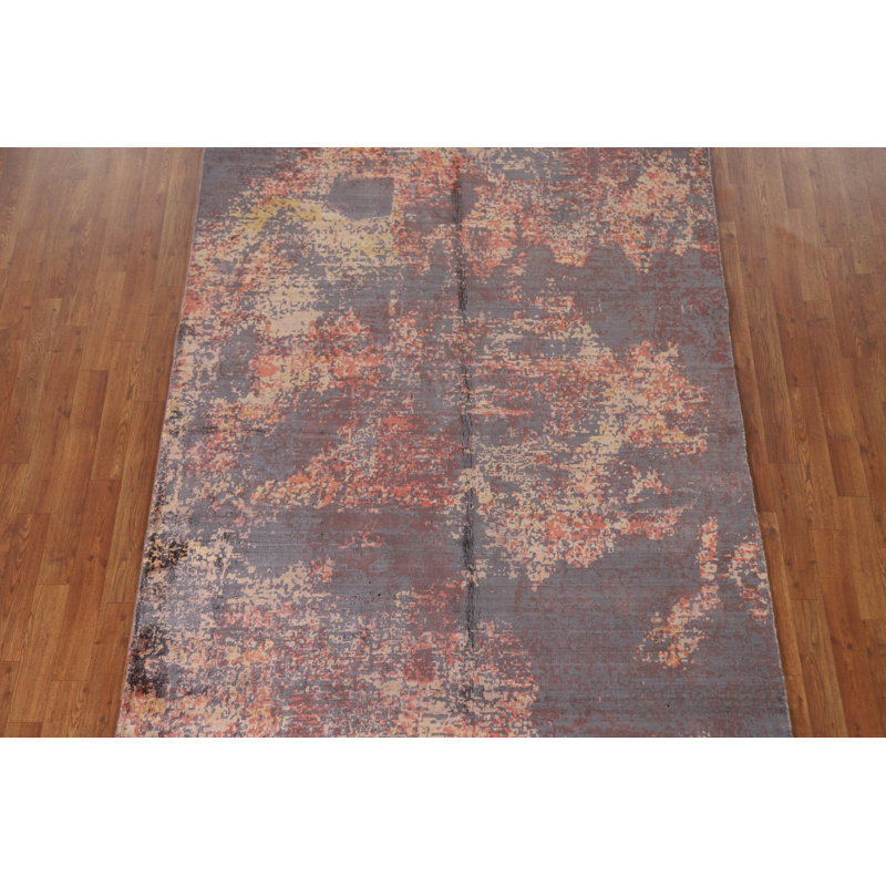 Tapis indien moderne à motif abstrait All-Over 5 x 8