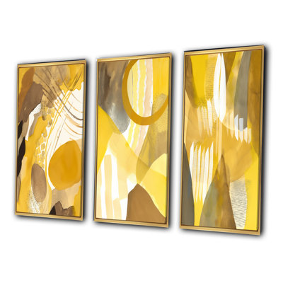 Ensemble d'imprimés 3 pièces - Moutarde jaune, rêves rétro, aquarelle VI