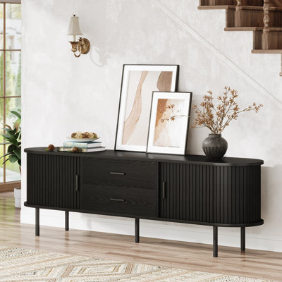 70" Mid-century Modern Low Console Cabinet by Latitude Run