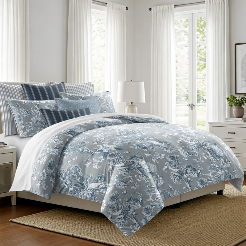 Alexandria Shadow Cotton Duvet Cover Set, Twin Duvet Cover + 7 Additional Pieces