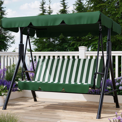 Balancelle d'extérieur avec auvent réglable Balancelle de patio 3 places avec support Balancelle de patio en métal