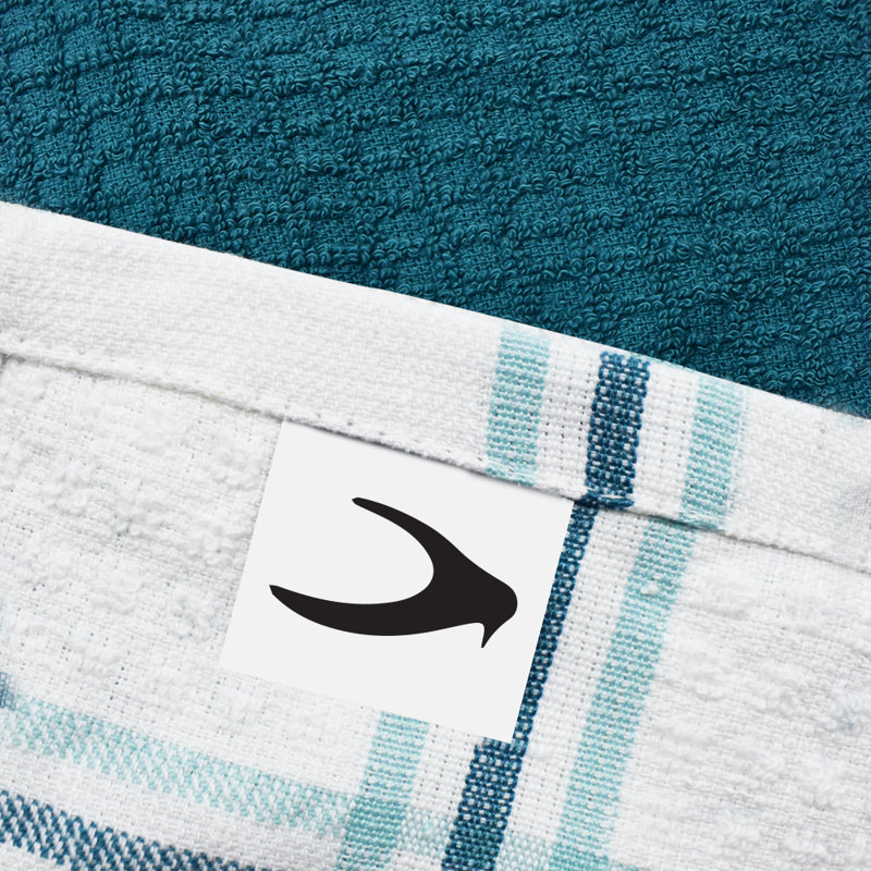 Cotton Stripe Waffle Tea Towel Kitchen Towel, Teal