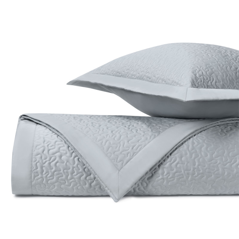 Egyptian Certified Cotton Coverlet Set, King Coverlet + 2 King Shams, Blue Gray