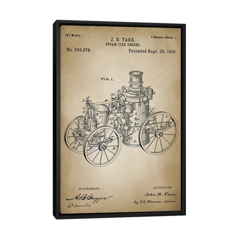 Patent Print Store " Firefight IV " by PatentPrintStore, 26" H x 18" W x 1.5" D, Black Framed Canvas