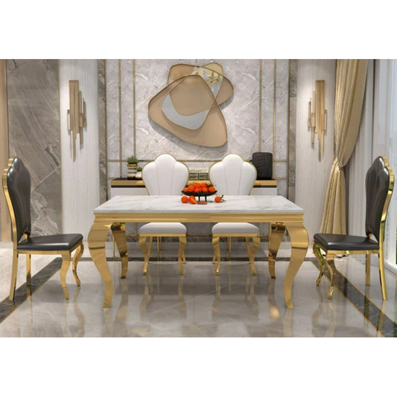 Bodrul Marble Top Metal Base Dining Table