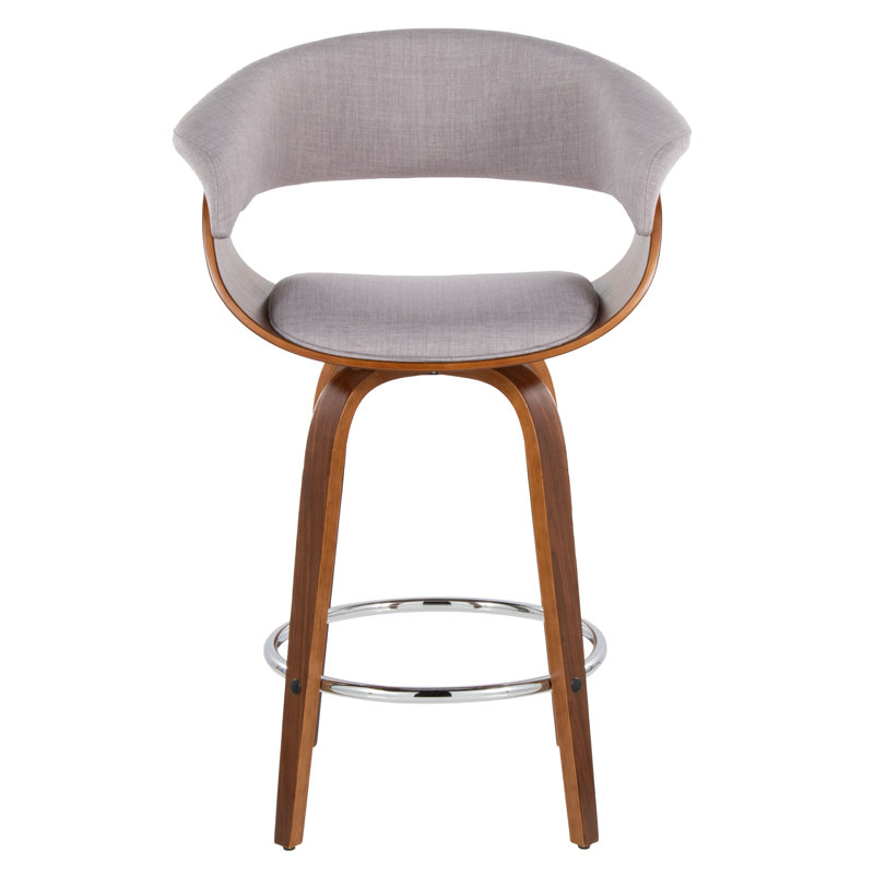 Walnut and Chrome Swivel Counter Stools with Cushioned Seat