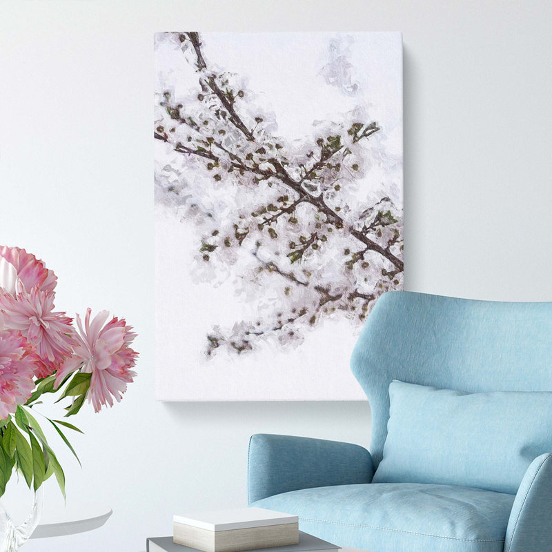 Branch Of A White Cherry Blossom Tree - Wrapped Canvas, 50cm H x 35cm W x 3cm D