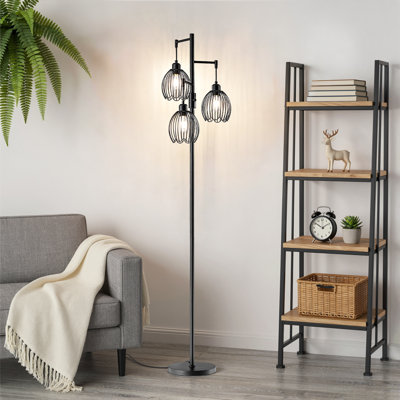 70'' Industrial  Dimmable Tree Floor Lamp With 3 Bulbs