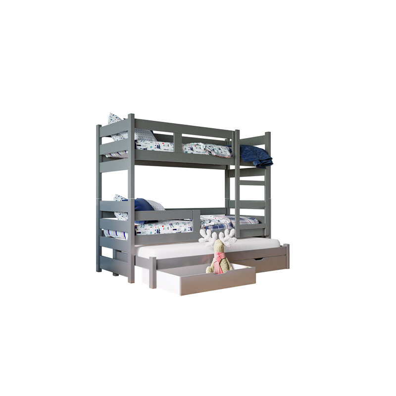Hilmer Kids Bunk Bed and Mattress by Harriet Bee, Grey