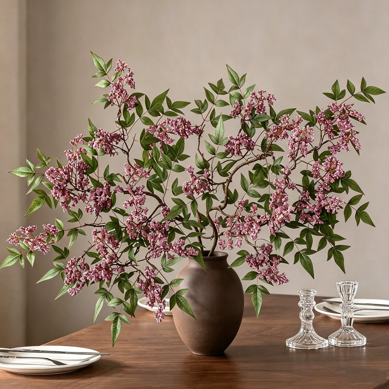Paquet de 36 baies artificielles extra longues de 36 po, 2 branches de baies artificielles poussiéreuses avec tiges naturellement incurvées, fausse verdure pour la décoration d'un centre de table de vase