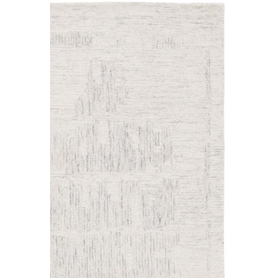 Ermalee Ebony Hand Tufted Wool Abstract Rug