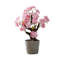 17" Artificial Pink Cherry Blossom Tree With Lifelike Flowers, Faux Bonsai Tree In Decorative Pot