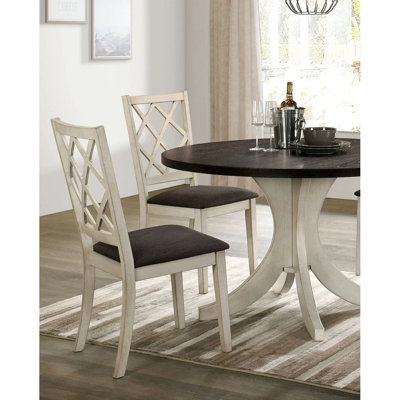 Ensemble de 2 chaises en bois massif blanc antique à dossier unique