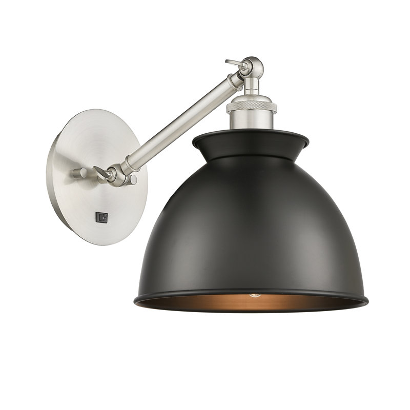 Shauna Armed Sconce, Matte Black, Incandescent, Brushed Satin Nickel