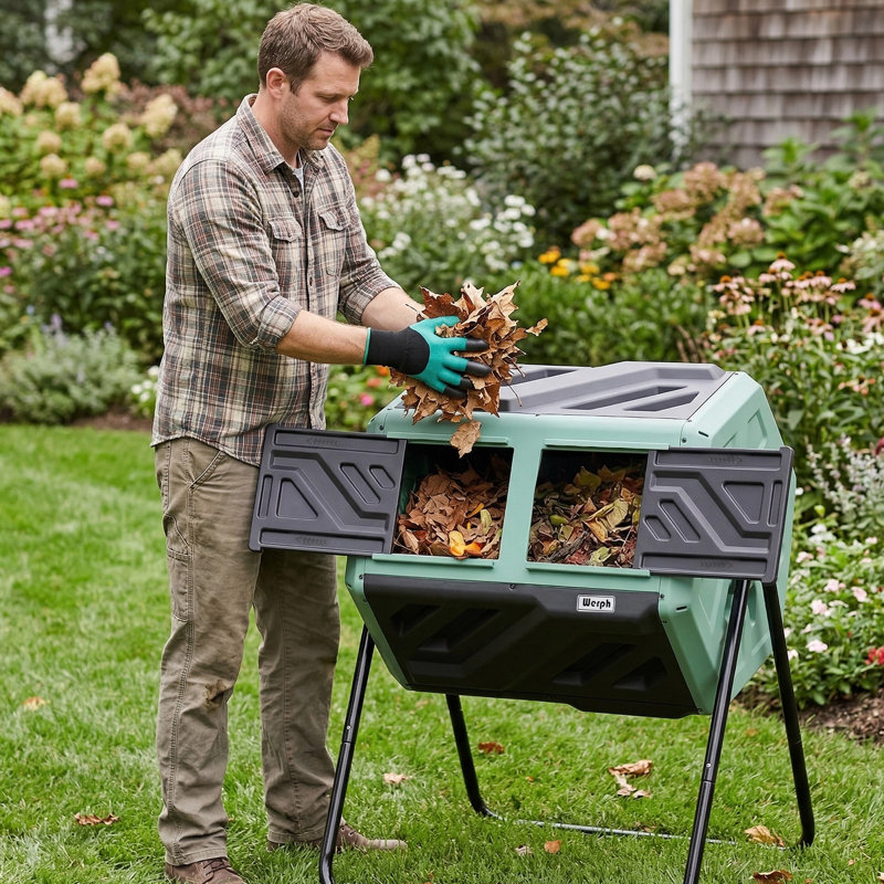 Bac à compost à deux chambres de 43 gallons Werph, Vert