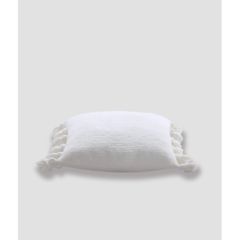 Pom Pom Square Pillow Cover & Insert, Off White