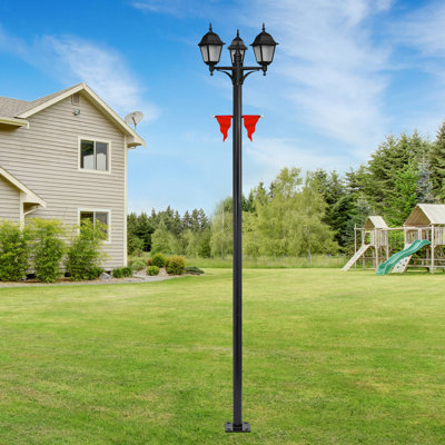 78.74/98.5/118.11in Outdoor Lamp Post With Cross Arm, Split Street Light Pole