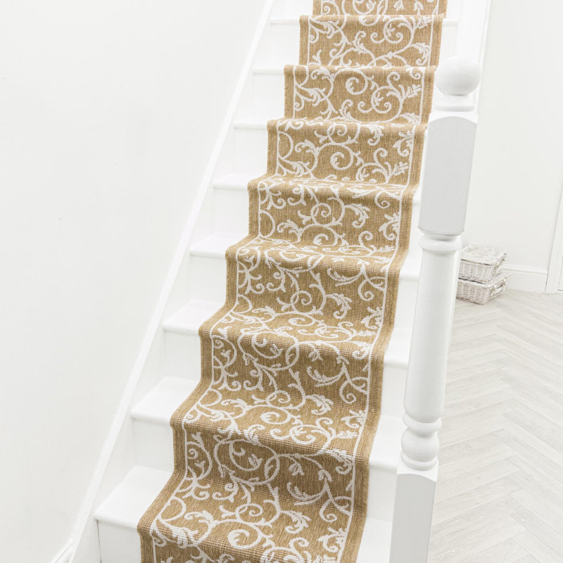 Stair Runner Damask Flatweave Area Rug, Runner 60 x 660 cm